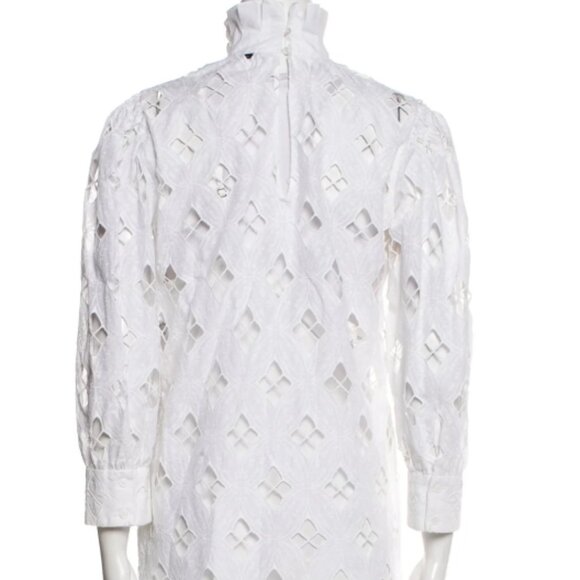 Sandro Houle Embroidered White Eyelet Mini Dress S $500 - Picture 7 of 8